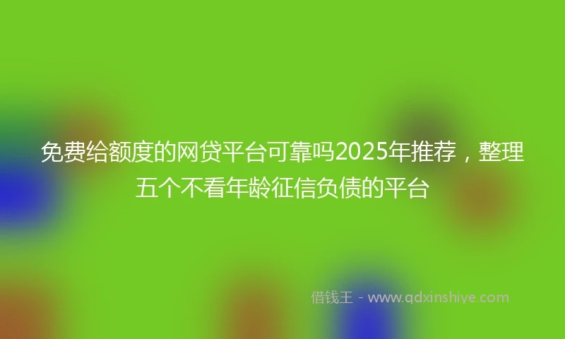 免费给额度的网贷平台可靠吗2025年推荐，整理五个不看年龄征信负债的平台