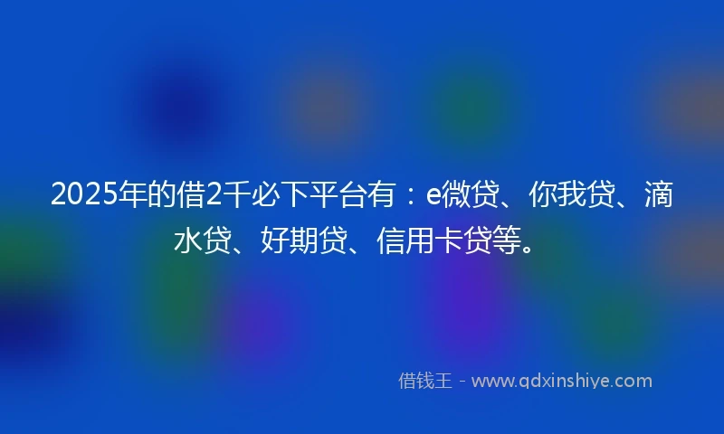 2025年的借2千必下平台有:e微贷、你我贷、滴水贷、好期贷、信用卡贷等。