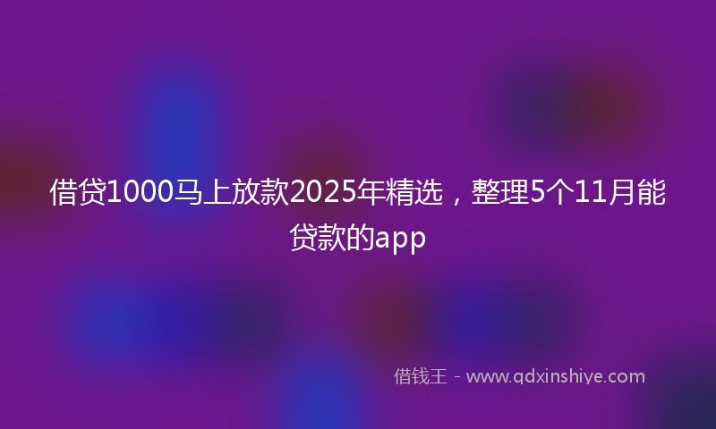 借贷1000马上放款2025年精选，整理5个11月能贷款的app