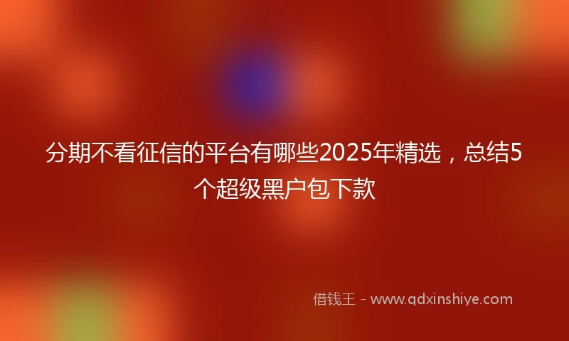 分期不看征信的平台有哪些2025年精选，总结5个超级黑户包下款