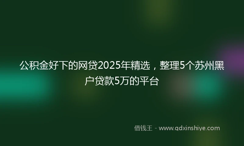 公积金好下的网贷2025年精选，整理5个苏州黑户贷款5万的平台