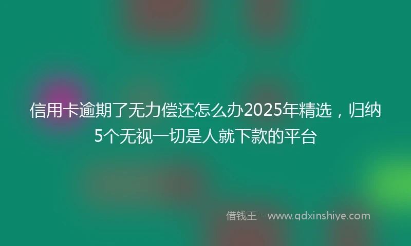 信用卡逾期了无力偿还怎么办2025年精选，归纳5个无视一切是人就下款的平台