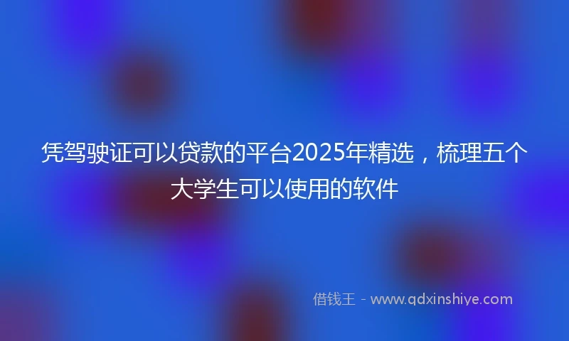 凭驾驶证可以贷款的平台2025年精选，梳理五个大学生可以使用的软件