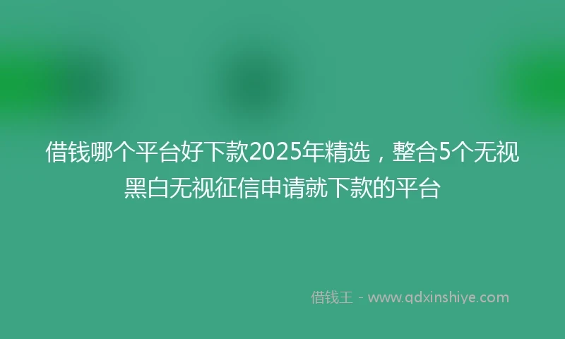 借钱哪个平台好下款2025年精选，整合5个无视黑白无视征信申请就下款的平台