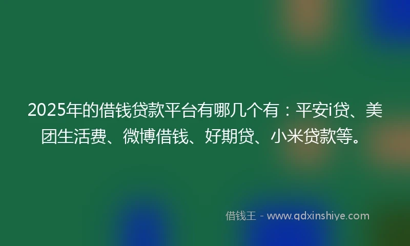 2025年的借钱贷款平台有哪几个有：平安i贷、美团生活费、微博借钱、好期贷、小米贷款等。
