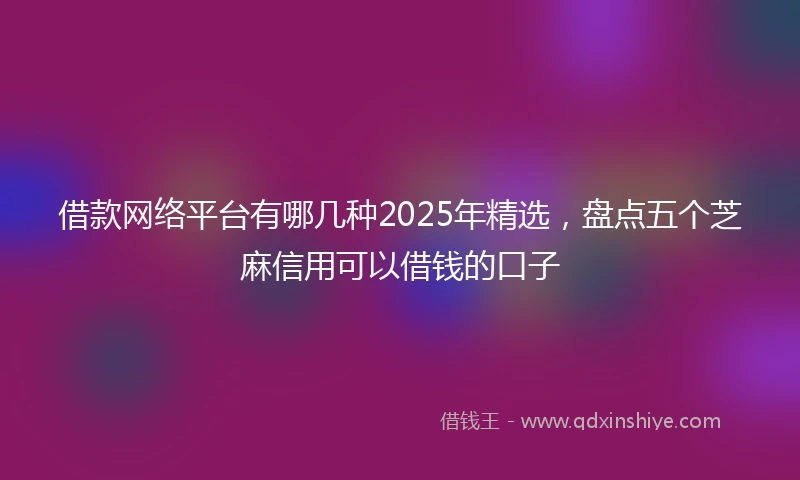 借款网络平台有哪几种2025年精选，盘点五个芝麻信用可以借钱的口子