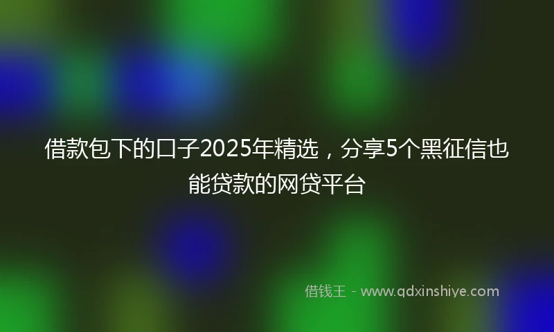 借款包下的口子2025年精选，分享5个黑征信也能贷款的网贷平台
