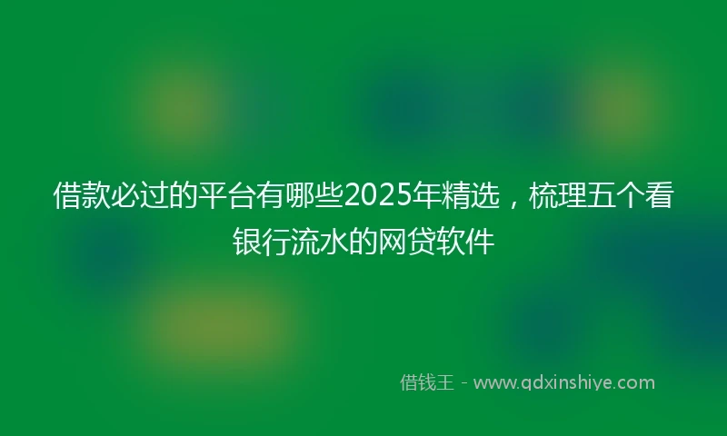 借款必过的平台有哪些2025年精选，梳理五个看银行流水的网贷软件