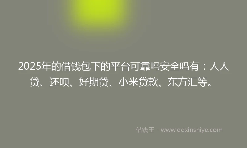 2025年的借钱包下的平台可靠吗安全吗有：人人贷、还呗、好期贷、小米贷款、东方汇等。