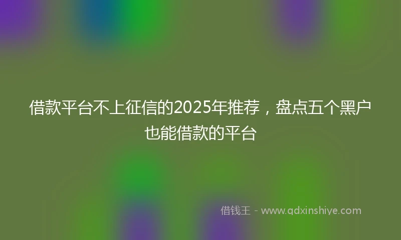 借款平台不上征信的2025年推荐，盘点五个黑户也能借款的平台