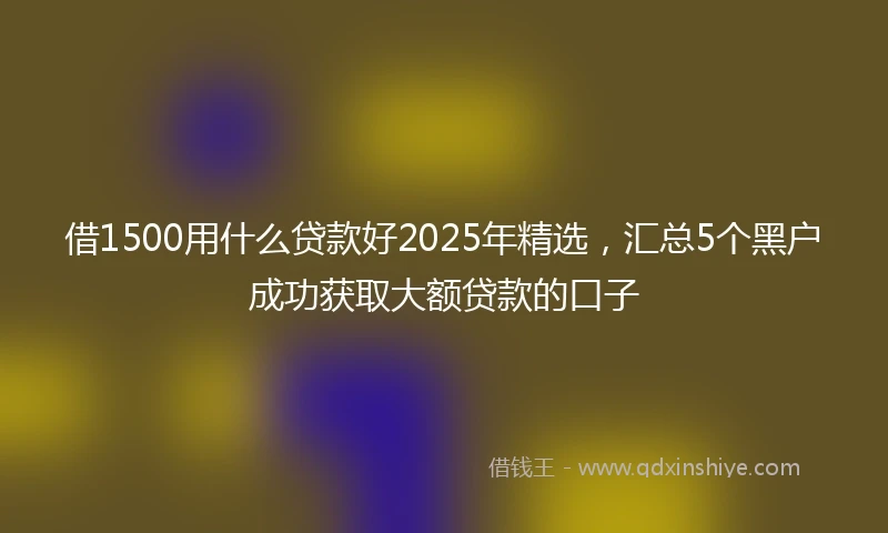 借1500用什么贷款好2025年精选,汇总5个黑户成功获取大额贷款的口子