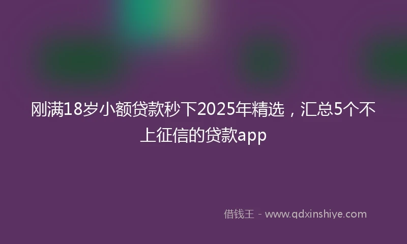 刚满18岁小额贷款秒下2025年精选，汇总5个不上征信的贷款app