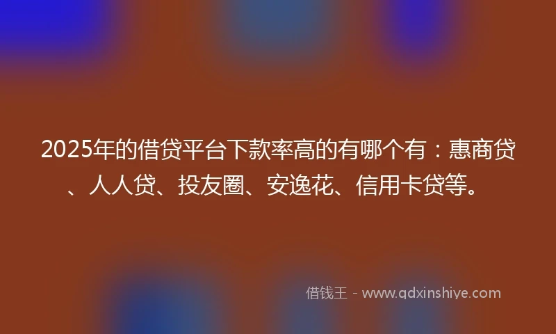 2025年的借贷平台下款率高的有哪个有：惠商贷、人人贷、投友圈、安逸花、信用卡贷等。