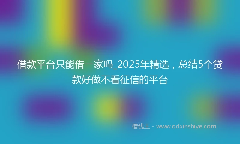 借款平台只能借一家吗_2025年精选，总结5个贷款好做不看征信的平台