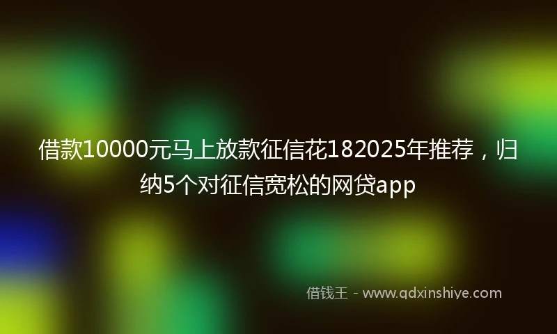 借款10000元马上放款征信花182025年推荐，归纳5个对征信宽松的网贷app
