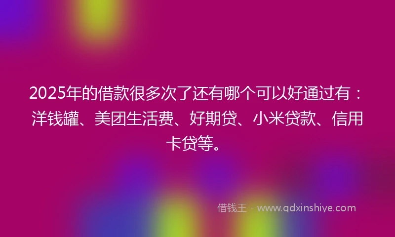 2025年的借款很多次了还有哪个可以好通过有：洋钱罐、美团生活费、好期贷、小米贷款、信用卡贷等。