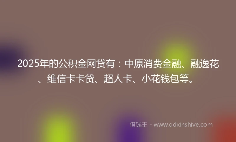 2025年的公积金网贷有：中原消费金融、融逸花、维信卡卡贷、超人卡、小花钱包等。