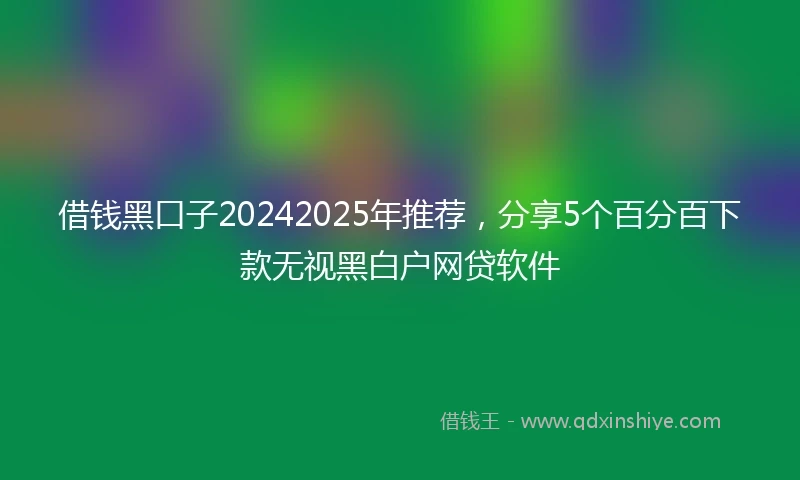 借钱黑口子20242025年推荐，分享5个百分百下款无视黑白户网贷软件