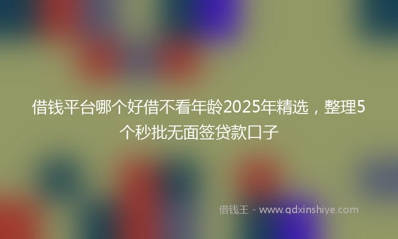借钱平台哪个好借不看年龄2025年精选，整理5个秒批无面签贷款口子