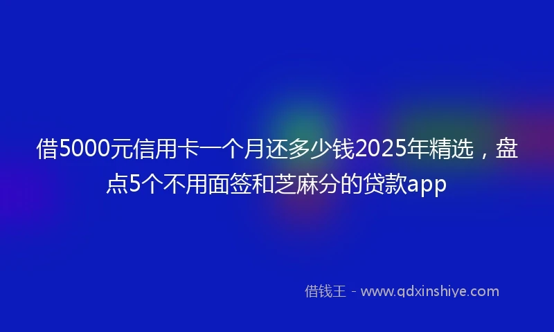 借5000元信用卡一个月还多少钱2025年精选，盘点5个不用面签和芝麻分的贷款app