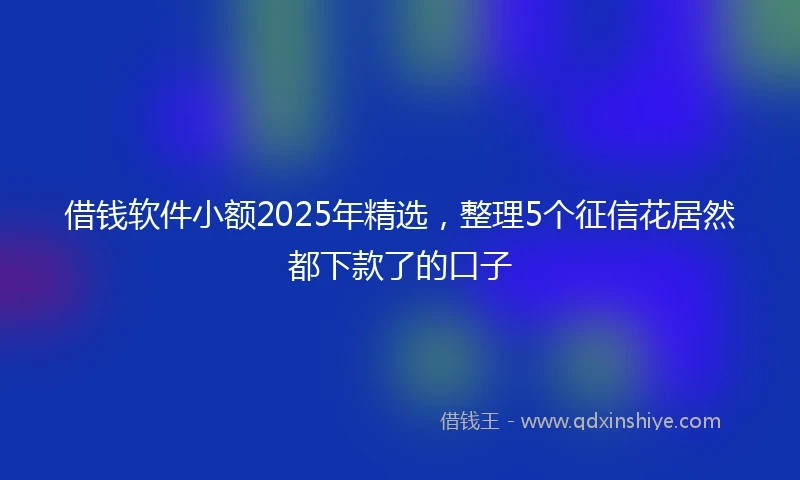 借钱软件小额2025年精选，整理5个征信花居然都下款了的口子
