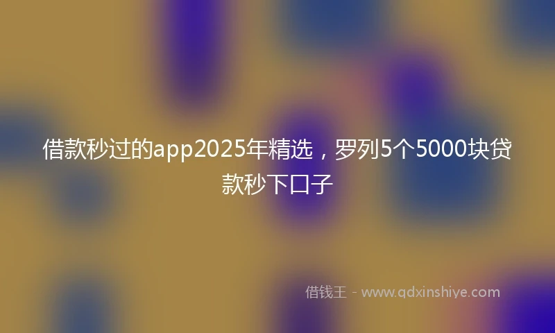 借款秒过的app2025年精选，罗列5个5000块贷款秒下口子