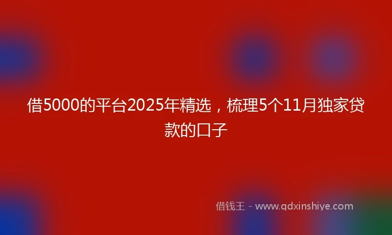 借5000的平台2025年精选，梳理5个11月独家贷款的口子