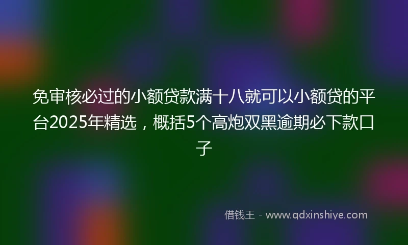 免审核必过的小额贷款满十八就可以小额贷的平台2025年精选，概括5个高炮双黑逾期必下款口子
