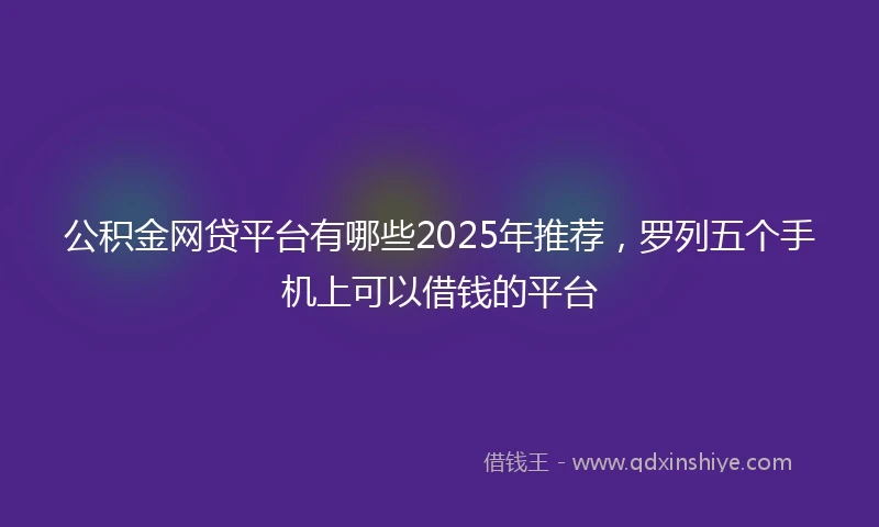公积金网贷平台有哪些2025年推荐，罗列五个手机上可以借钱的平台
