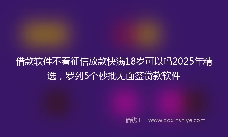 借款软件不看征信放款快满18岁可以吗2025年精选，罗列5个秒批无面签贷款软件