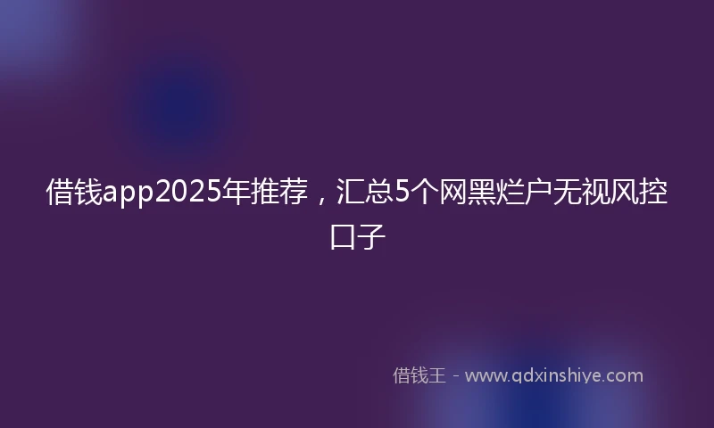 借钱app2025年推荐，汇总5个网黑烂户无视风控口子