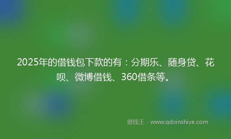 2025年的借钱包下款的有：分期乐、随身贷、花呗、微博借钱、360借条等。