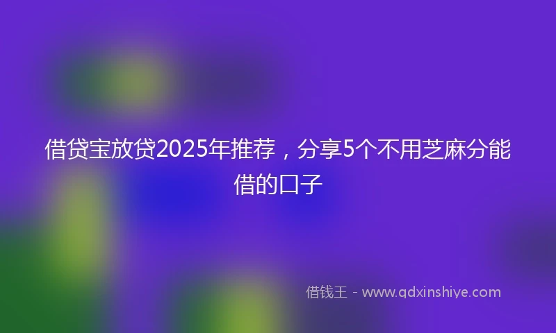 借贷宝放贷2025年推荐，分享5个不用芝麻分能借的口子