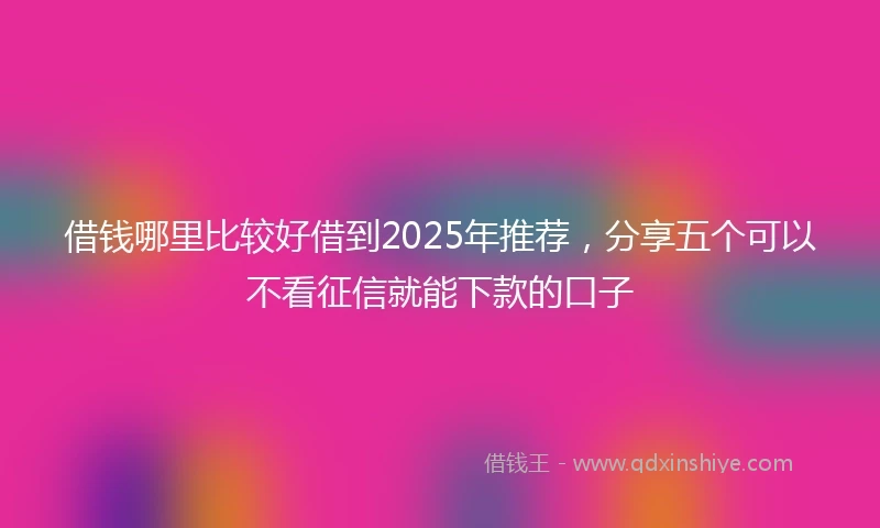 借钱哪里比较好借到2025年推荐，分享五个可以不看征信就能下款的口子