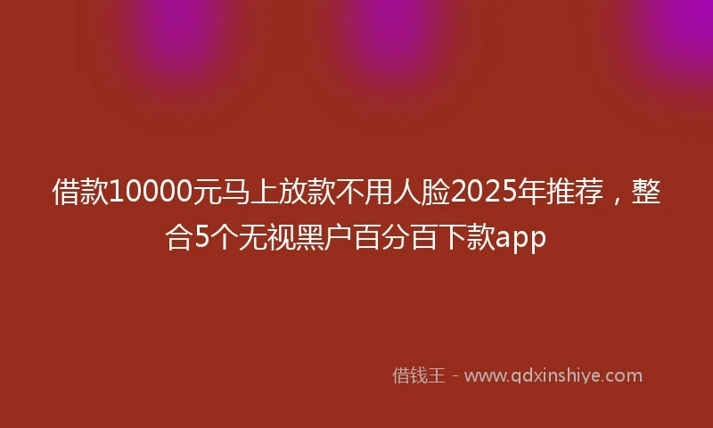 借款10000元马上放款不用人脸2025年推荐，整合5个无视黑户百分百下款app