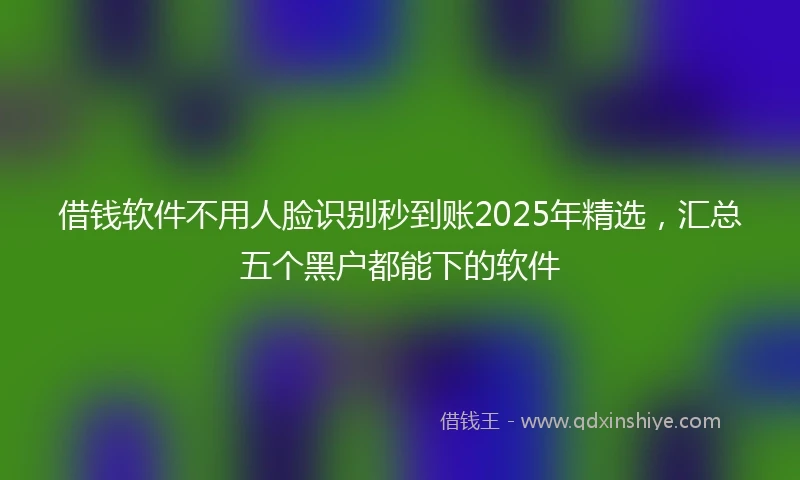 借钱软件不用人脸识别秒到账2025年精选，汇总五个黑户都能下的软件
