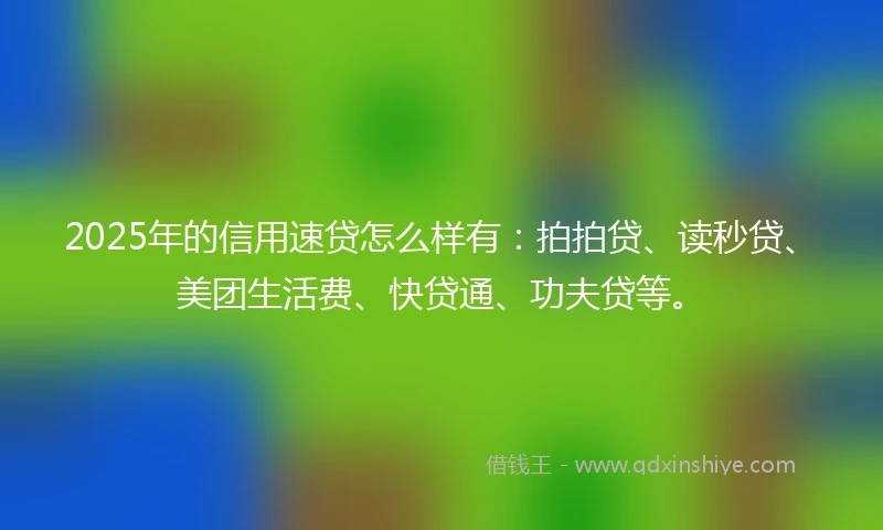 2025年的信用速贷怎么样有：拍拍贷、读秒贷、美团生活费、快贷通、功夫贷等。