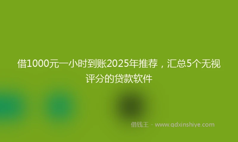 借1000元一小时到账2025年推荐，汇总5个无视评分的贷款软件