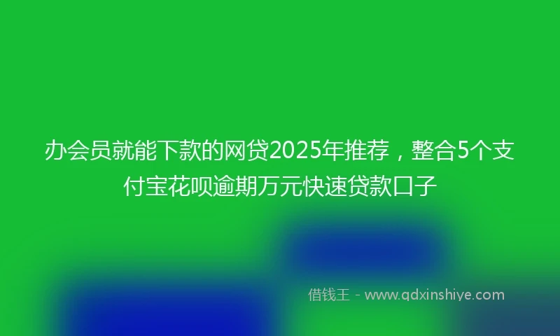 办会员就能下款的网贷2025年推荐，整合5个支付宝花呗逾期万元快速贷款口子