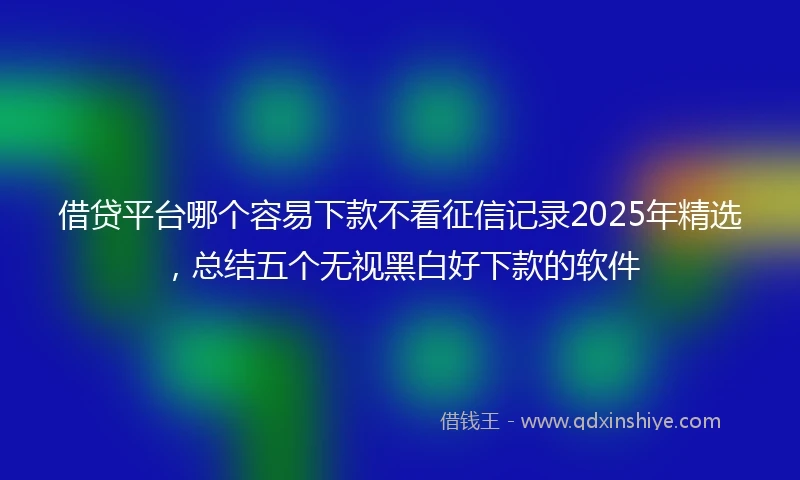 借贷平台哪个容易下款不看征信记录2025年精选，总结五个无视黑白好下款的软件