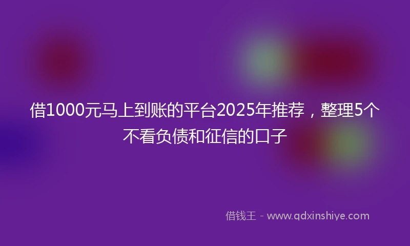 借1000元马上到账的平台2025年推荐,整理5个不看负债和征信的口子