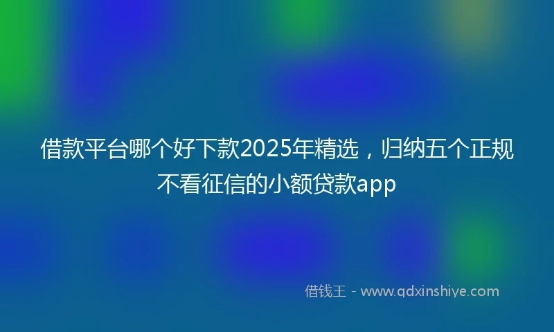 借款平台哪个好下款2025年精选，归纳五个正规不看征信的小额贷款app