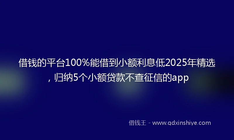 借钱的平台100%能借到小额利息低2025年精选，归纳5个小额贷款不查征信的app