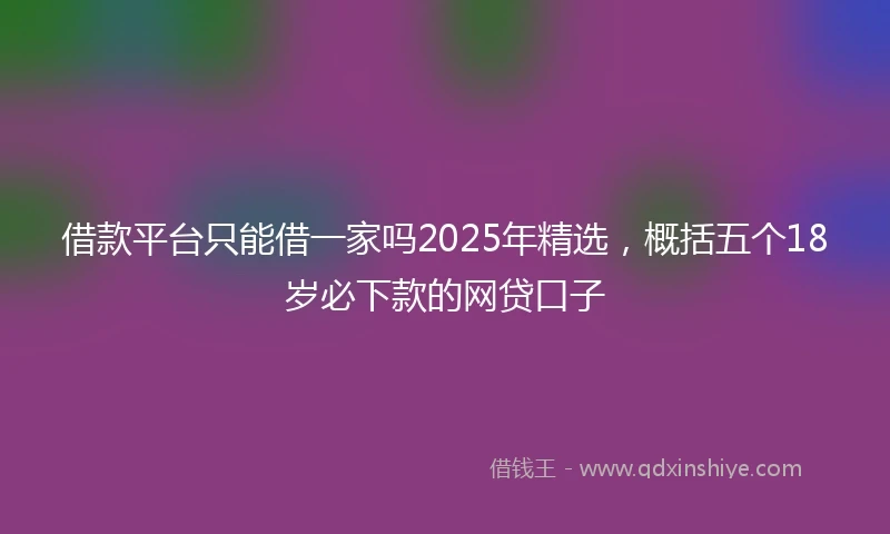 借款平台只能借一家吗2025年精选，概括五个18岁必下款的网贷口子