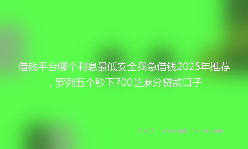 借钱平台哪个利息最低安全我急借钱2025年推荐，罗列五个秒下700芝麻分贷款口子