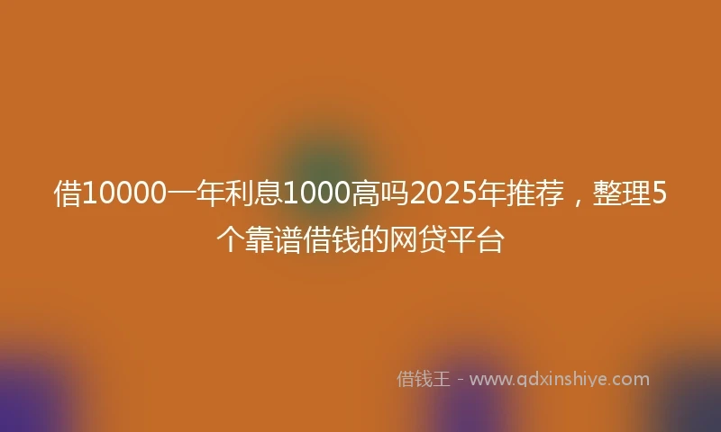 借10000一年利息1000高吗2025年推荐,整理5个靠谱借钱的网贷平台