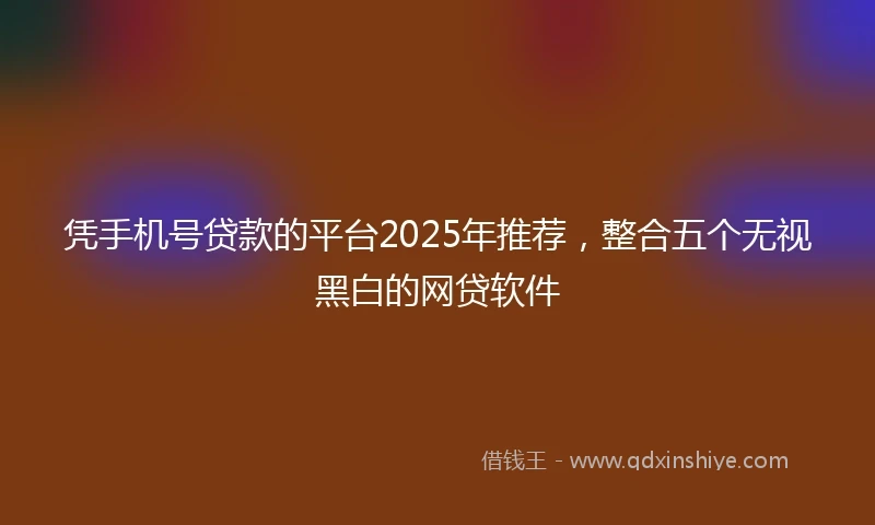 凭手机号贷款的平台2025年推荐，整合五个无视黑白的网贷软件