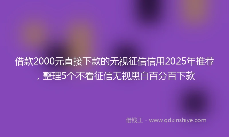 借款2000元直接下款的无视征信信用2025年推荐，整理5个不看征信无视黑白百分百下款