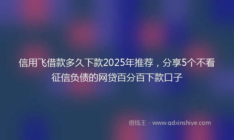 信用飞借款多久下款2025年推荐，分享5个不看征信负债的网贷百分百下款口子