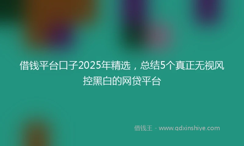 借钱平台口子2025年精选，总结5个真正无视风控黑白的网贷平台